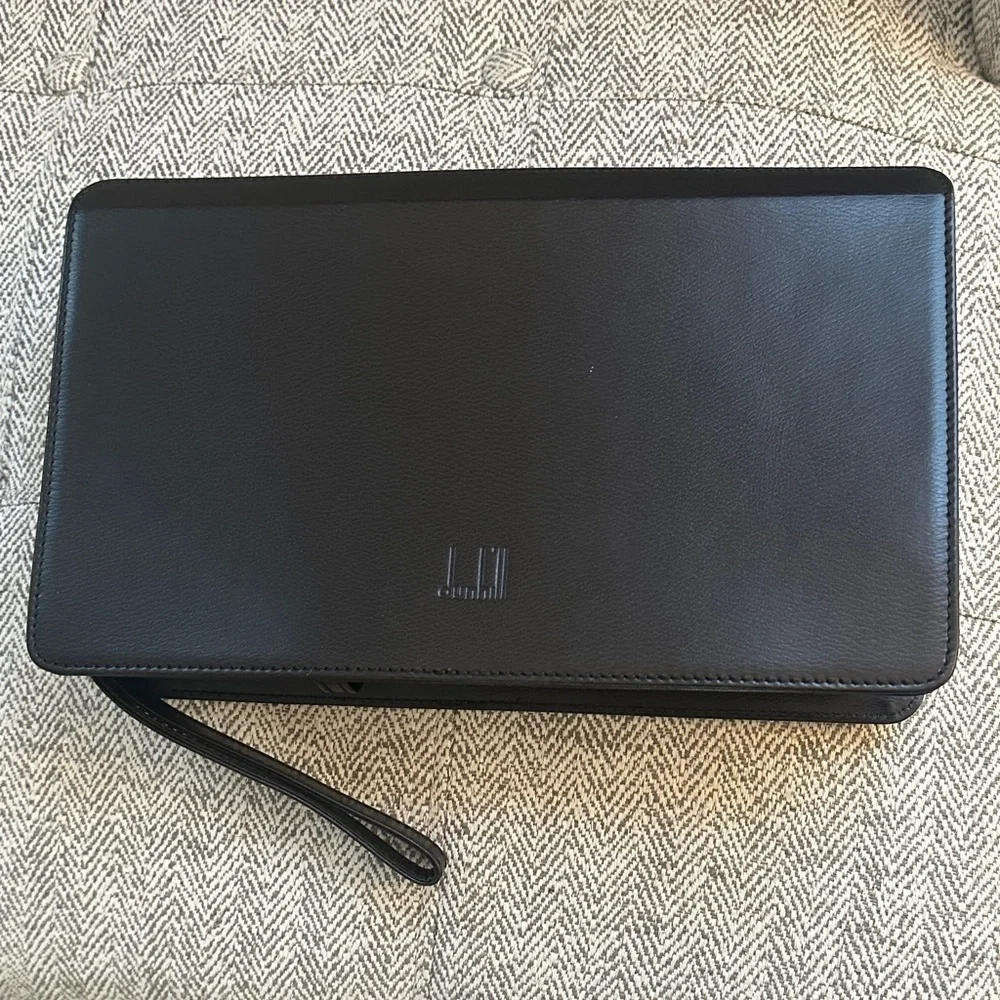 Dunhill Black Leather Clutch Wristlet